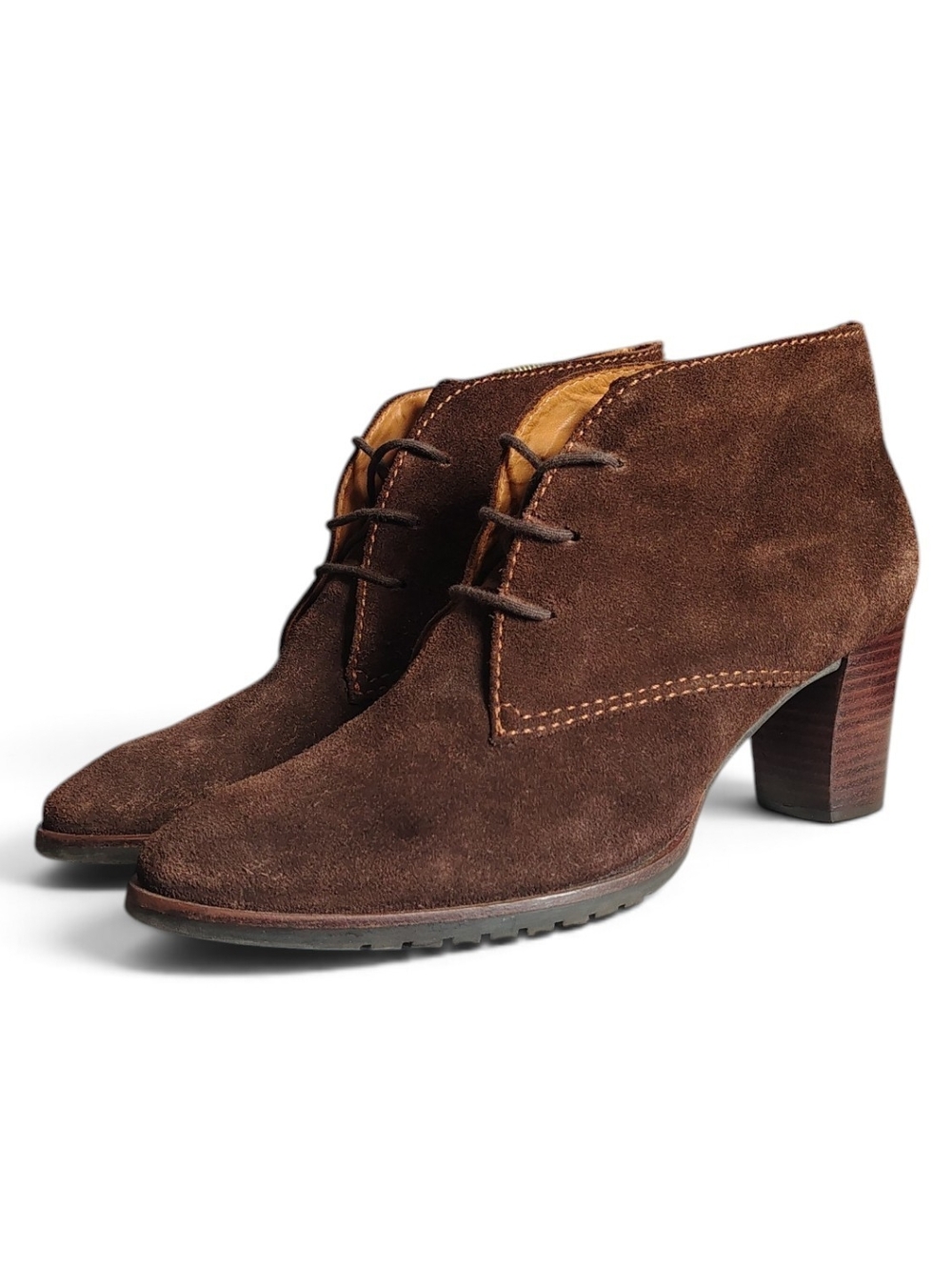 L.L. Bean Women’s Chocolate Brown Suede Lace Up Ankle Booties Almond Toe Size 9M